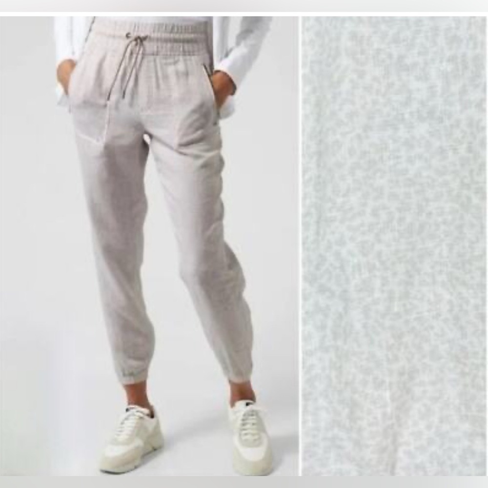 Athleta Cabo Linen Joggers Micro Cheetah Print Size 6